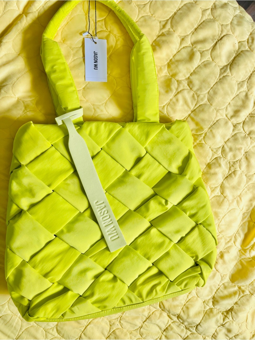 Jason Wu Neon Lime Woven Tote